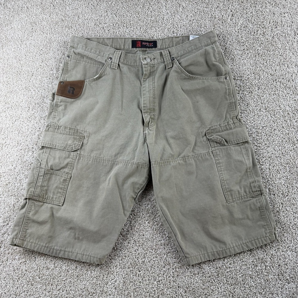 Y2K Wrangler Ripstop Cargo Shorts Mens 38 Green Utility Pockets 13" Inseam